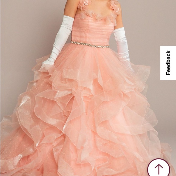 Ruffle Tulle Quince Dress with Convertible Straps - Picture 2 of 6